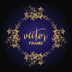 New Golden vintage flourish ornament vector frame 