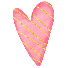 pink heart with gold glitter