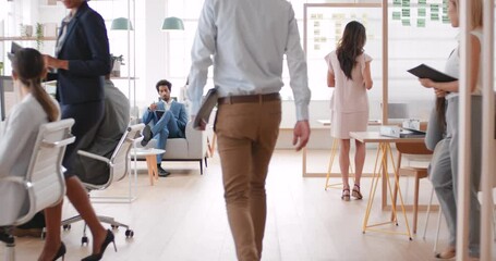 Office, business people and hand shake for partnership, b2b agreement or onboarding. Thank you, welcome and coworkers or men shaking hands for deal, collaboration and greeting in company workplace.