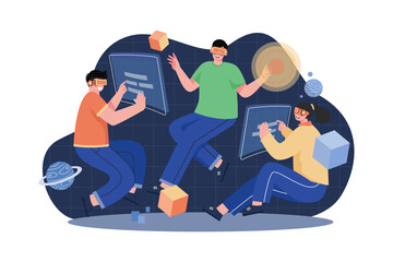 Virtual Community Illustration concept on white background