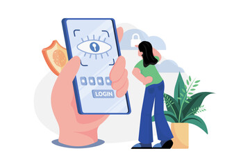 Biometric Security Illustration concept on white background