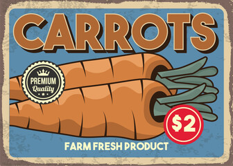 Carrot vegetable market advertisement retro poster vector design
