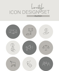 Linestyle Icon Design Set Auction