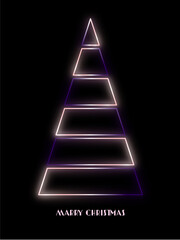 Christmas neon background Holiday cards with Christmas tree