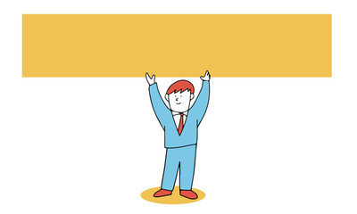 横断幕を掲げている男性のイラストフレーム