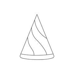 Fototapeta premium Birthday party hat outline isolated on white background - vector line art. coloring Page Isolated for Kids. for home decor such as posters, wall art, tote bag, t-shirt print, sticker.