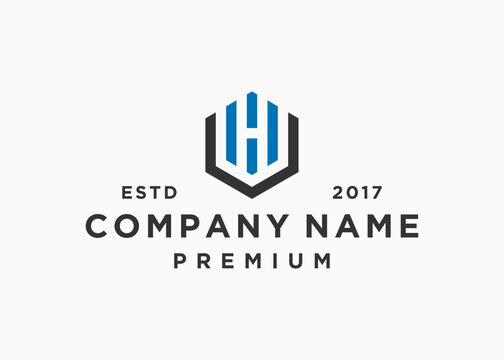 letter vh hexagon logo design vector illustration template