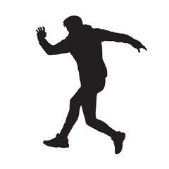Running young people isolated vector silhouette.