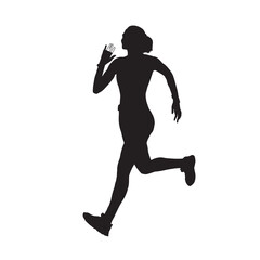 Fototapeta na wymiar Running woman isolated vector silhouette.