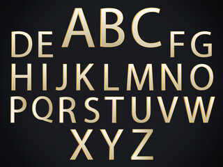 golden alphabet and letters with black background