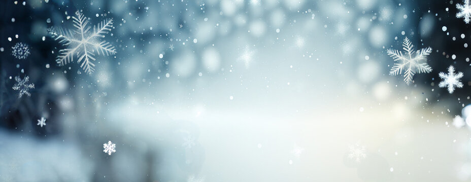 Winter Snow and Snowflakes Banner Image