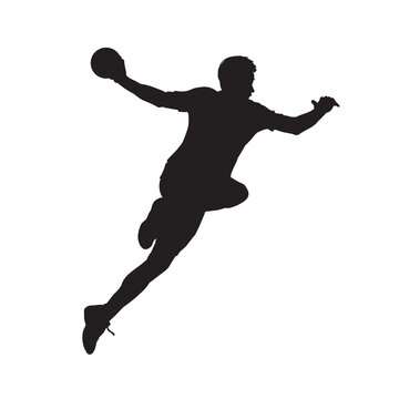 Male Dodge Ball Sport Player Silhouette Vector Isolated.