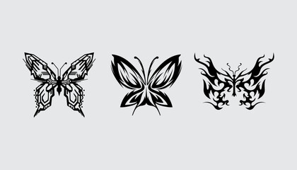 Fototapeta premium Butterfly ink tribal tattoo vector illustration streetwear element template artsy, circuit, technology, tribal editable