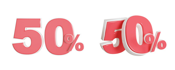 50 percent discount numbers isolated transparent background