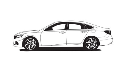 Obraz premium Car outline Illustration black and white style 