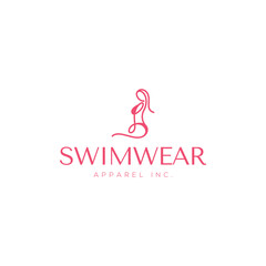 Feminine pink swimwear logo design