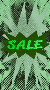 An abstract halftone grunge textured sale flyer vertical video.
