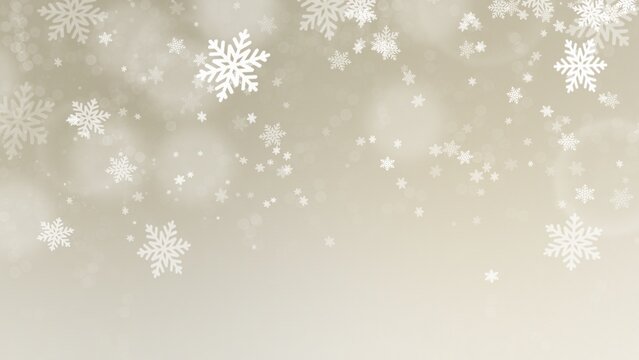 White snowflake with bokeh backgrounds on gold backgrounds in Christmas Holiday  , illustration 