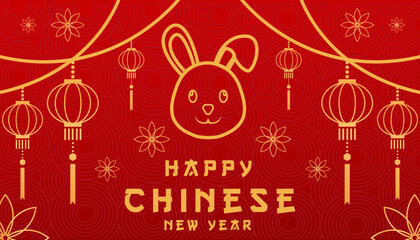 flat background for chinese new year design in line arts