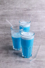 Blue cream drink with foam