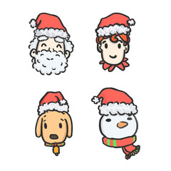 Set of cartoon christmas character head.