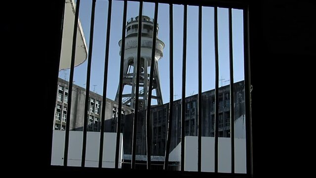 Guard Tower Seen From a Cell in a Maximum Security Prison in Buenos Aires Province, Argentina, Latin America. 4K Resolution.