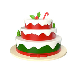 3D Delicious Christmas cake isolated