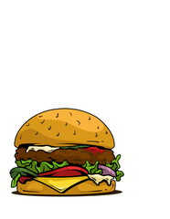 Hand Drawn Burger, Illustration & sketch Burger