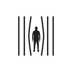 man breaks out of prison vector illustration  - obrazy, fototapety, plakaty