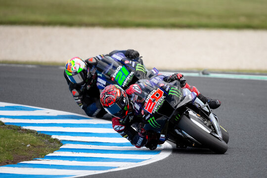 Fabio Quartararo of France on the Monster Energy Yamaha Yamaha during MotoGP qualifying at The 2022 Australian MotoGP.