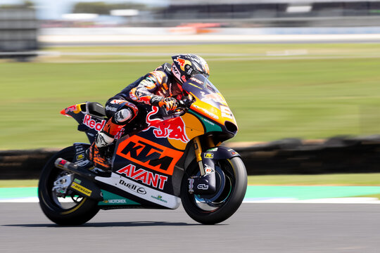 Pedro Acosta of Spain on the Red Bull KTM Ajo Kalex during Moto2 race at The 2022 Australian MotoGP.