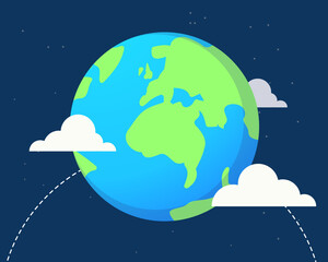 Blue Earth in space Icon  Design Template Vector Illustration