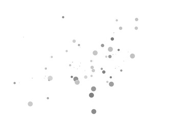 Polka dots confetti background. Birthday graphics. Gray magenta round elements scatter flying. Splash of polka dot elements. Banner, poster, flyer cool background.