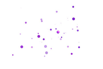 Polka dots confetti background. Birthday graphics. violet magenta round elements scatter flying. Splash of polka dot elements. Banner, poster, flyer cool background.