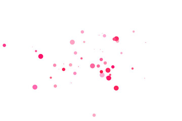 Fototapeta na wymiar Polka dots confetti background. Birthday graphics. Pink magenta round elements scatter flying. Splash of polka dot elements. Banner, poster, flyer cool background.