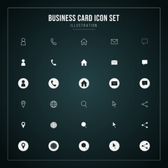 Essential Business Card Icon Set Vector Illustration