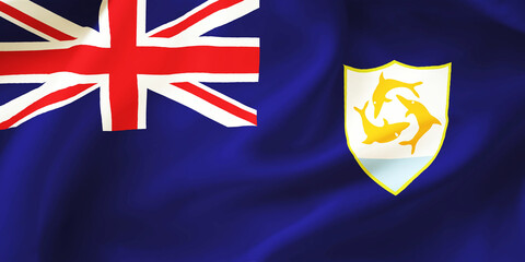 Anguilla waving flag background.3D illustration of Anguilla flag