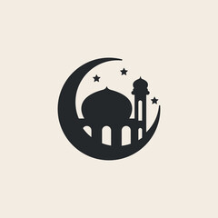 islamic mosque line art vector logo design.