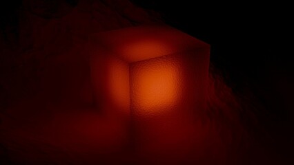 burning cube in the dark