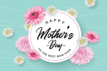 Happy Mother's Day Calligraphy with flower Background.Vector.
