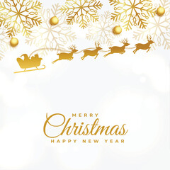 premium merry christmas festival background with santa on sleigh design vector illustration