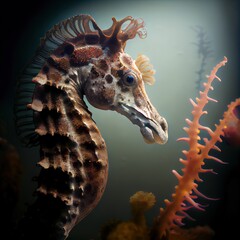 sea underwater seahorse closeup - obrazy, fototapety, plakaty