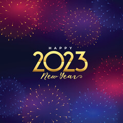 Happy new year 2023 grand celebration poster in firework background vector illustration