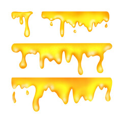 Yellow drops and drips of honey, oil. Set. Illustration