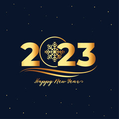 Obraz na płótnie Canvas new year eve celebration banner with golden 2023 text and snowflake design vector illustration