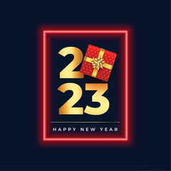 happy new year 2023 poster with christmas giftbox design vector illustration
