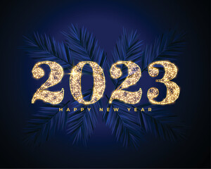 new year eve estive background with glowing 2023 text design vector illustration