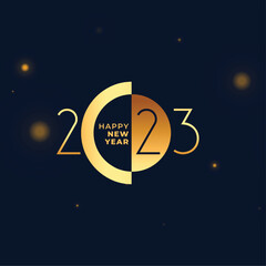 Fototapeta premium stylish 2023 new year occasion banner with golden bokeh design vector illustration