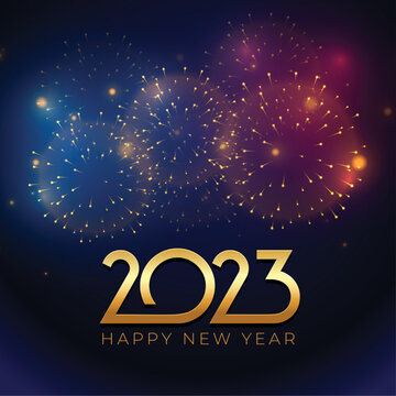 elegant new year 2023 background with glowing firework design vector illustration