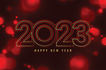 shiny new year eve 2023 red background in line style